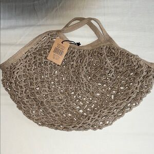Beige Woven Tote Bag
